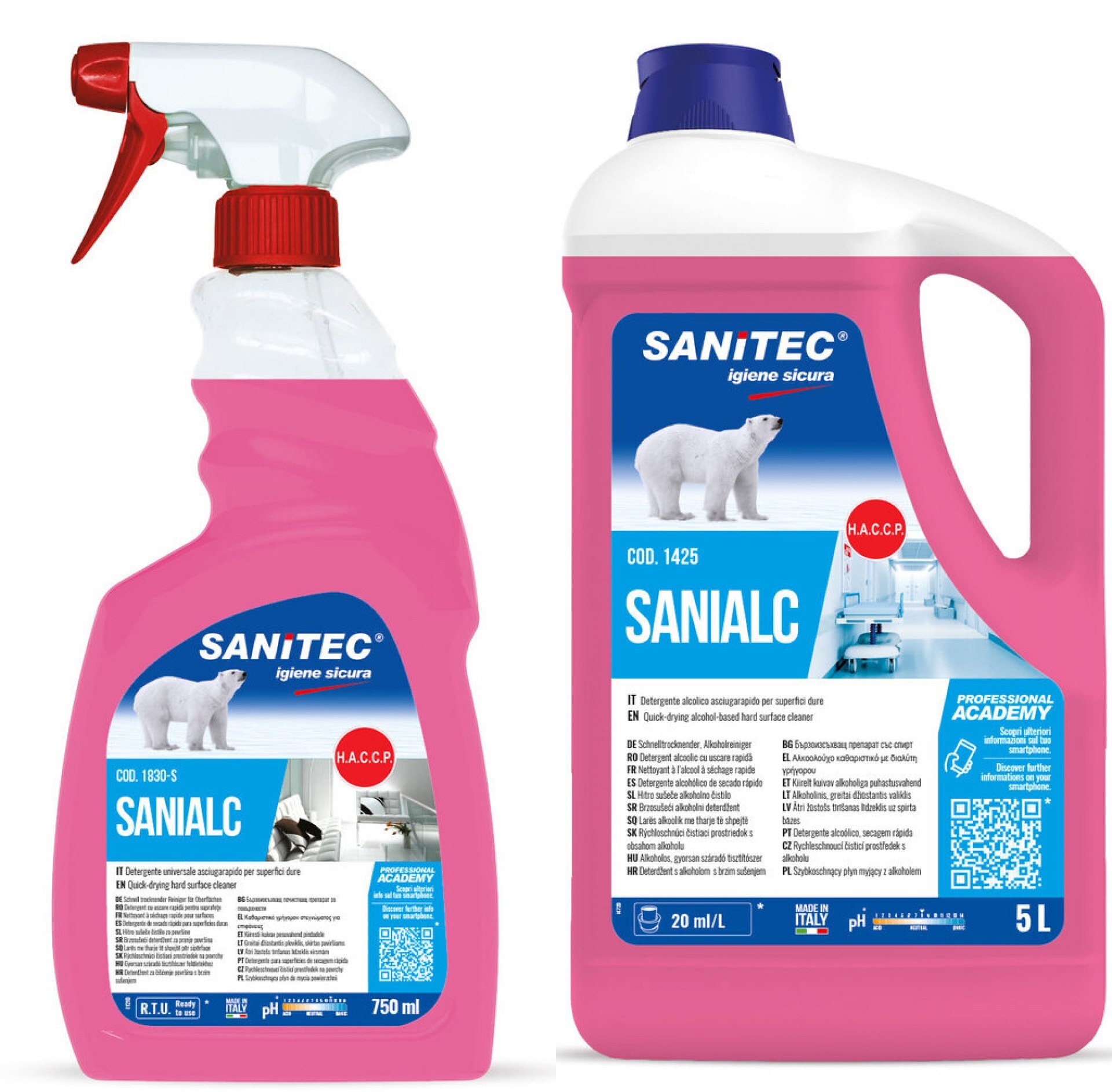 Detergente liquido universale a base di sali d’ammonio quaternario ed alcol SANITEC SANIALC